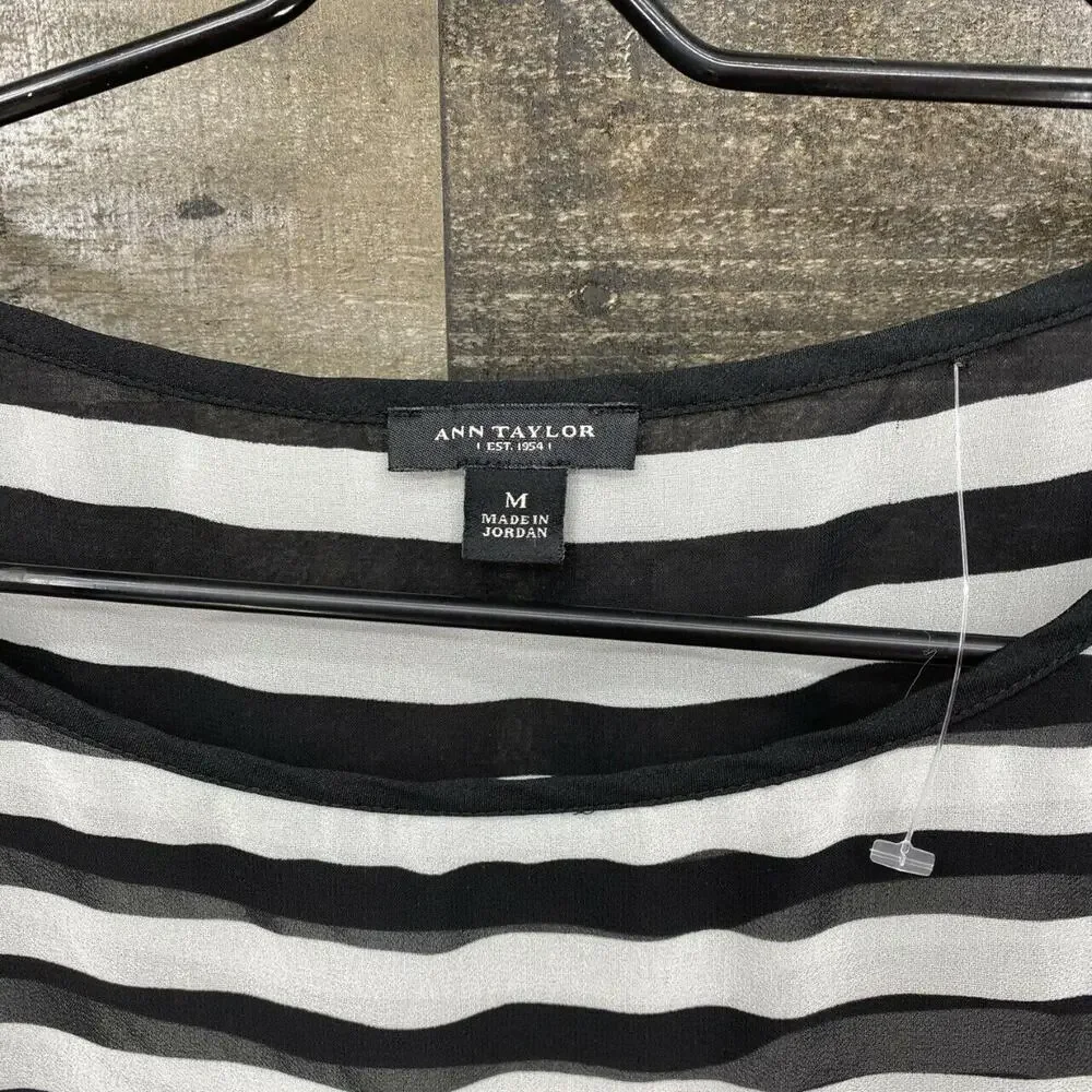 Ann Taylor Black and White Striped Long Sleeve Top - Picture 5 of 7